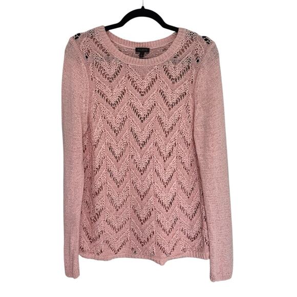 Talbots Favorite Pointelle Crewneck Sweater in Scallop Pink - Size L - Picture 3 of 6